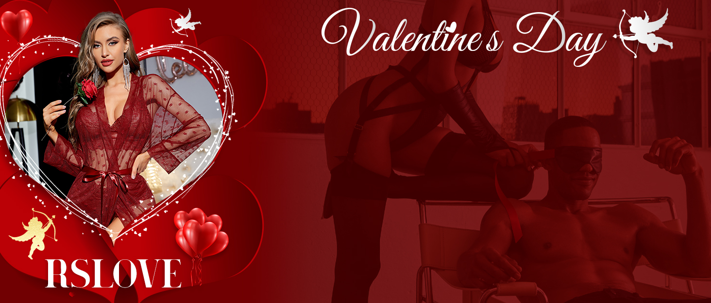 Комплект нижньої білизни RSLOVE для жінок, 3 частини: мереживний кімоно, бюстгальтер та труси, червоний, розмір M