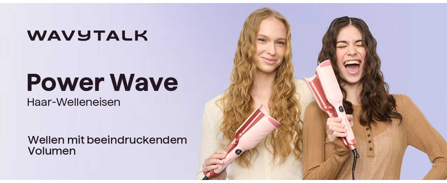 Плавильна плойка для beach waves Wavytalk 35 мм, іонічна кераміка, захист від опіків, 4 рівні температури до 210°C, рожева