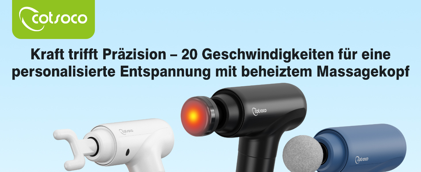 Перкусійний масажер Massage Gun з LED-дисплеєм, електричний масажний пістолет для м'язів (20 швидкостей, 9 насадок), сірий