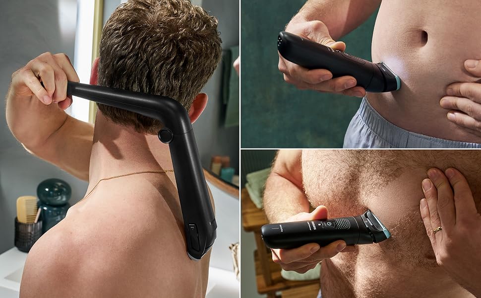 Тример для чоловіків Philips Bodygroom Series 7000 BG7480/15 для тіла та інтимних зон, водонепроникний, з гнучким 2D-лезом та насадкою для спини