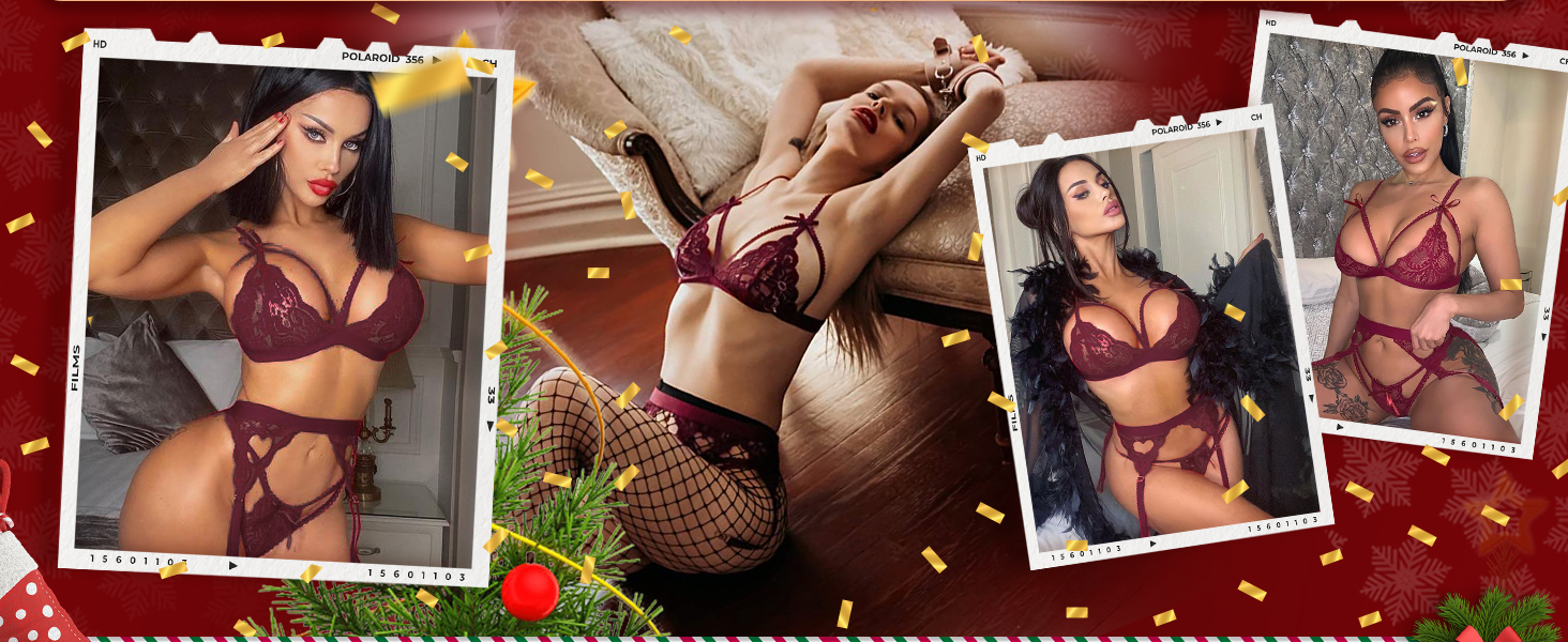 Жіночий комплект спідньої білизни RSLOVE, чорний та червоний, Remix Set