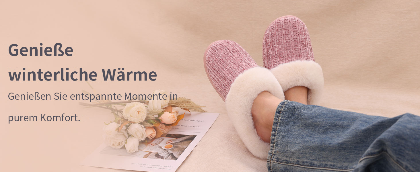 Жіночі зимові капці Evshine з плюшу та ефектом пам'яті (Memory Foam), рожеві, розмір 38/39 EU