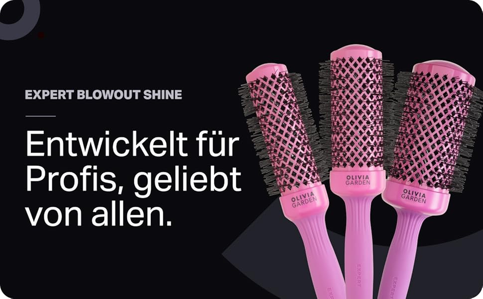 Керамическая круглая щетка для волос Olivia Garden Expert Blowout Shine (розовая, 35 мм) — антистатическая щетка для гладкого и блестящего укладки