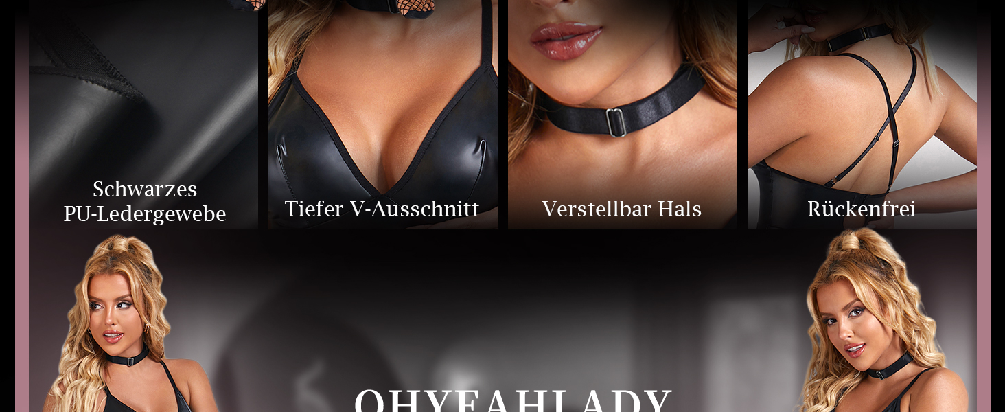 Сукня з екошкіри жіноча чорна коротка великих розмірів Ohyeahlady. Коротке облягаюче плаття з V-вирізом для вечірок та клубів, сексуальна білизна для пишних форм.