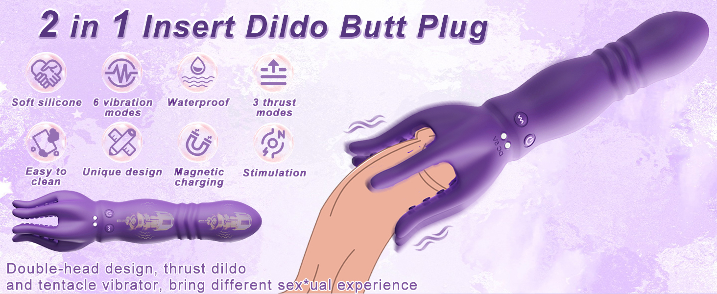 Вібраційний анальний дildo 2-в-1 з 9 режимів вібрації та стимулятором для чоловічих та жіночих статевих органів