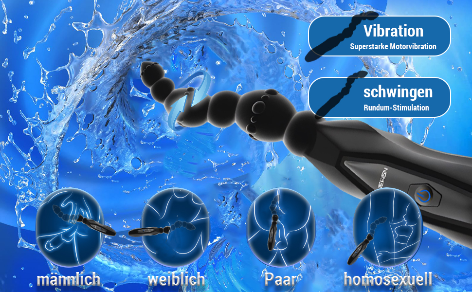 Вібруючий анальний масажер для простати LYMAIS - стимуляція G-точки, 10 режимів, комплект