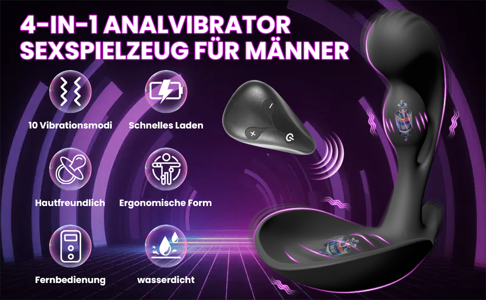 Анальний вібратор для чоловіків PINTLE з пультом керування: 10 режимів вібрації, масажер яєчок