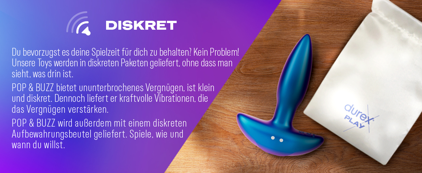 Анальний вібратор Durex Pop & Buzz - 7 режимів, USB-зарядка, вологостійкий, для жінок, чоловіків та пар