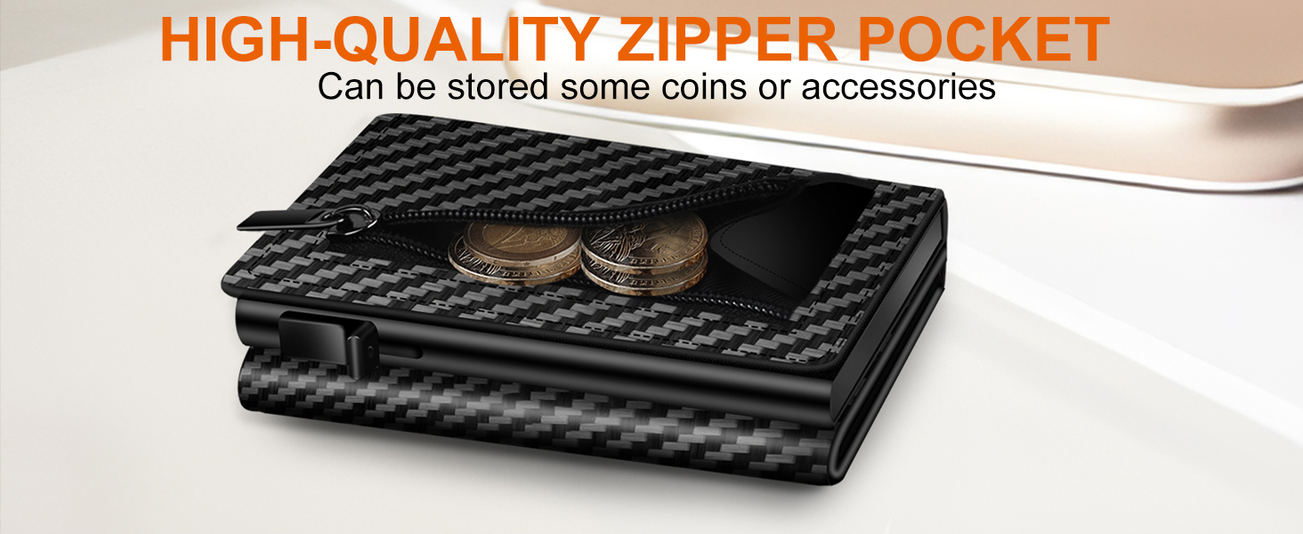 Чоловічий картхолдер dwnkove Slim Wallet з RFID-захистом, відділенням для монет та вікном для ID, смарт-гаманець Pop-Up з карбоновим дизайном, чорний