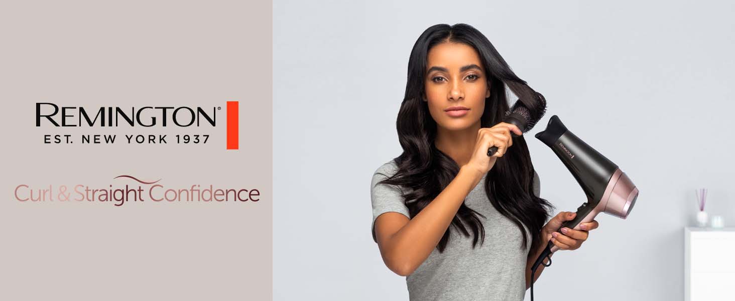 Фен для волосся Remington Curl & Straight D5707 з іонізацією, 2200 Вт, набір для стайлінгу (дифузор, конічна насадка, кругла щітка 45 мм)