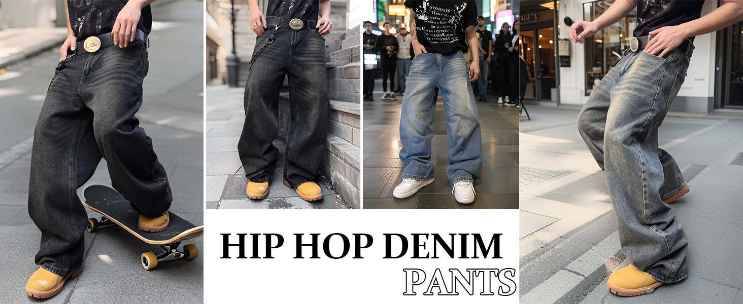 Чоловічі джинси Hip Hop Baggy: широкі рвані джинси в стилі Y2K та Skater, денім Retro B10, сині, розмір L