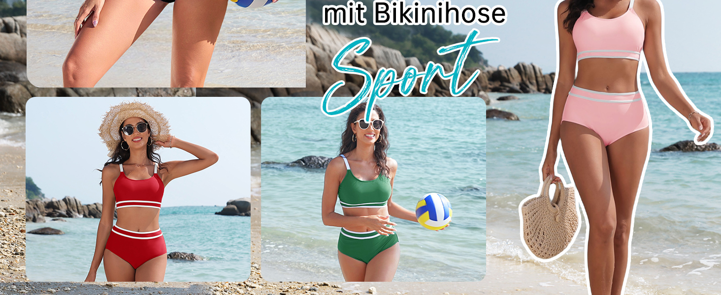 Бікіні Tuopuda для жінок: комплект з високою талією, шорти та топ з пуш-ап, спортивний двочастинний купальник, багряний колір, розмір M