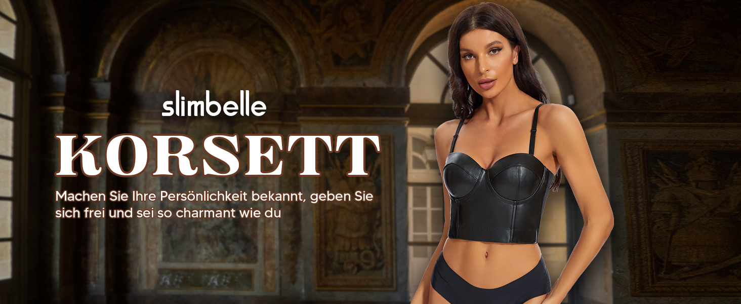 Топ SLIMBELLE з ефектом шкіри, чорний, без бретелек, корсетний, з пуш-ап ефектом (XXL)