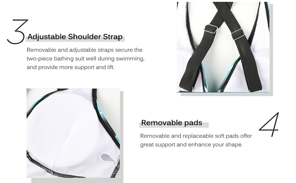 Жіночий двочастинний купальник Adigaber з V-подібним вирізом, квітковий принт, бікіні з животом, комплект M, синій у смужку