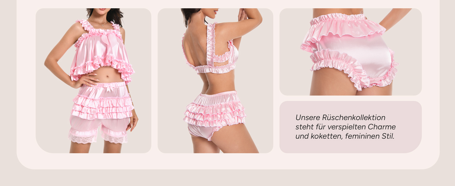 Чорне мереживне боді-сукня Satini Dessous Sissy з рюшами, XXL – для косплею та перевдягання