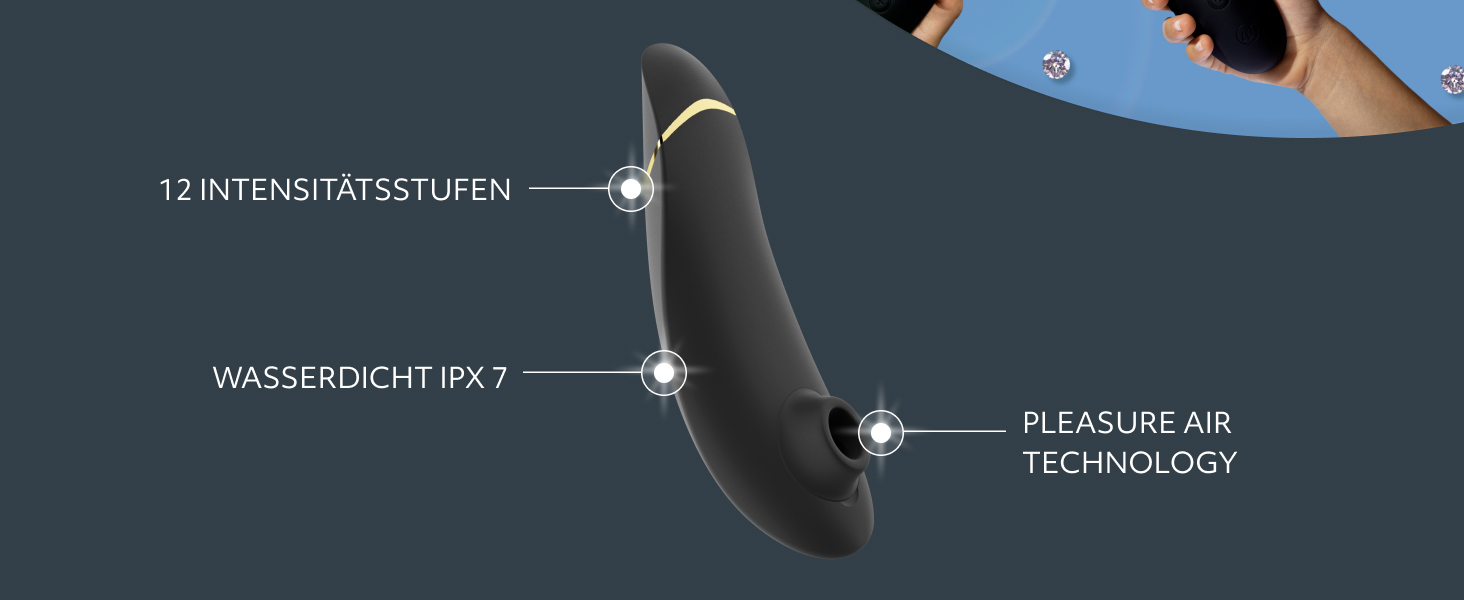 Womanizer Premium - вібратор для клітора з ефектом пульсації | Інтимна іграшка для жінок | Чорний, золотий