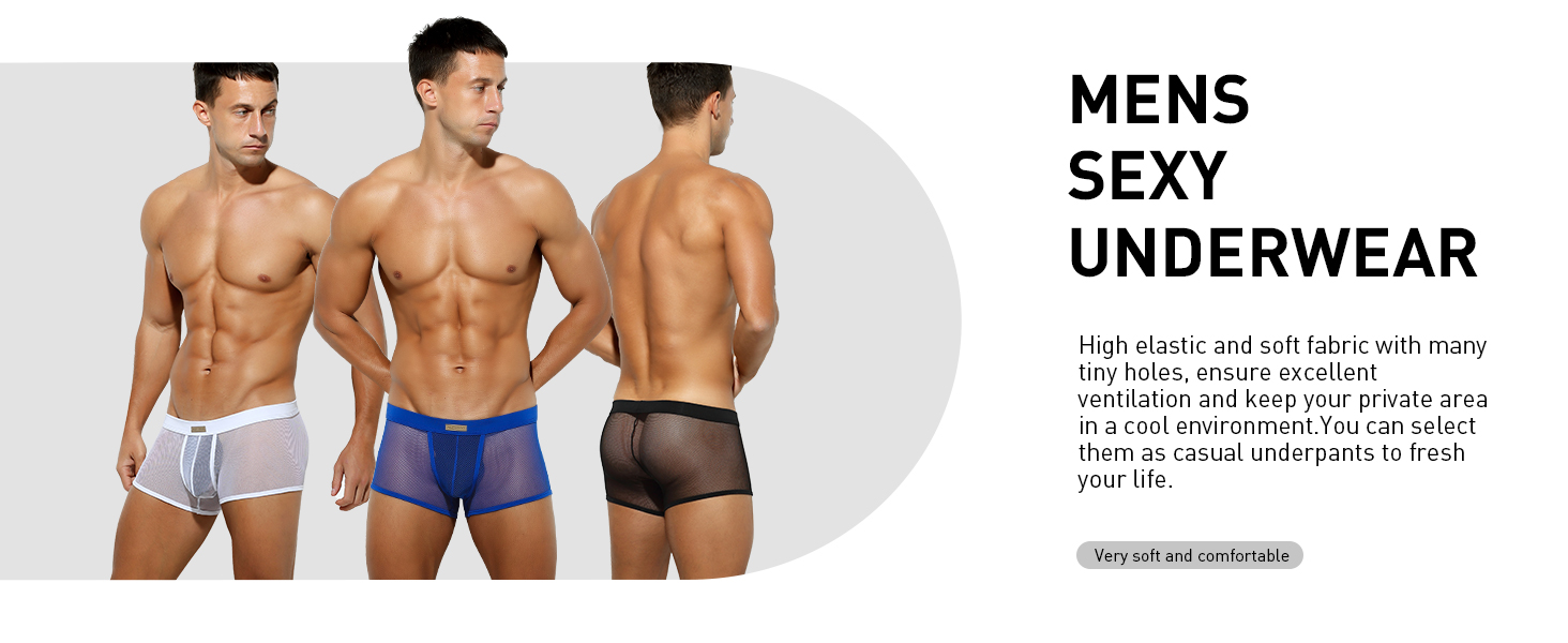 Боксер чоловічий Casey Herren, прозорий, сітка, низька талія, ретро, 6 шт.