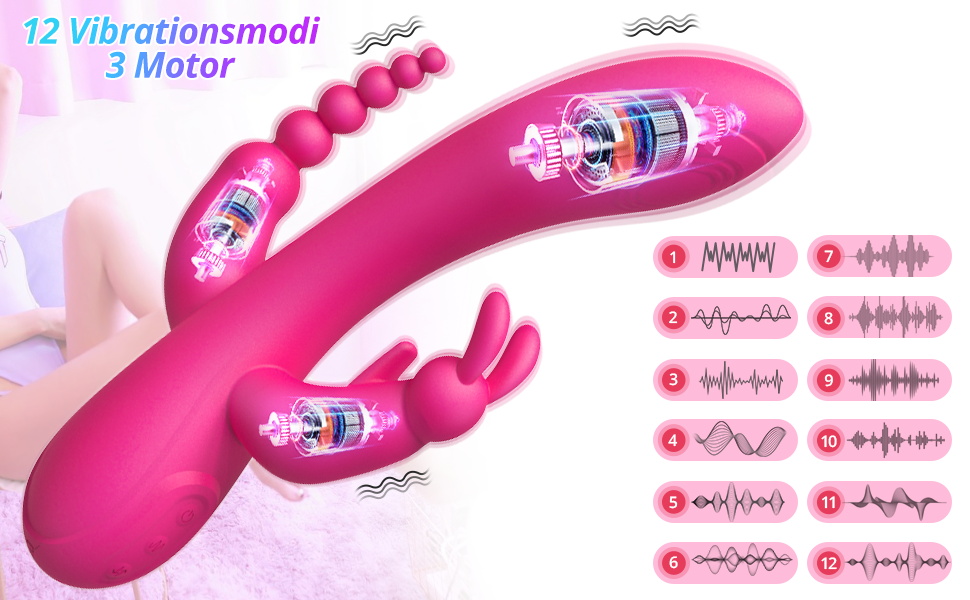 Вібратор FLYTAGLE для стимуляції клітора, 3-в-1 зайчик з 12 режимами вібрації, силіконовий, для жінок