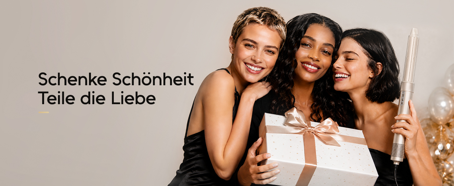Мультистайлер 6 в 1 7MAGIC Airstyler: іонний фен, автоматичний стайлер для локонів та щітка для вирівнювання волосся, ефект Коанда, колір Champagne Gold