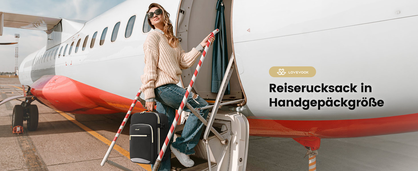 Дорожній рюкзак LOVEVOOK для ручної поклажі (40x30x20 см) для Ryanair, Wizz Air, Eurowings, сумка для ноутбука 13.3