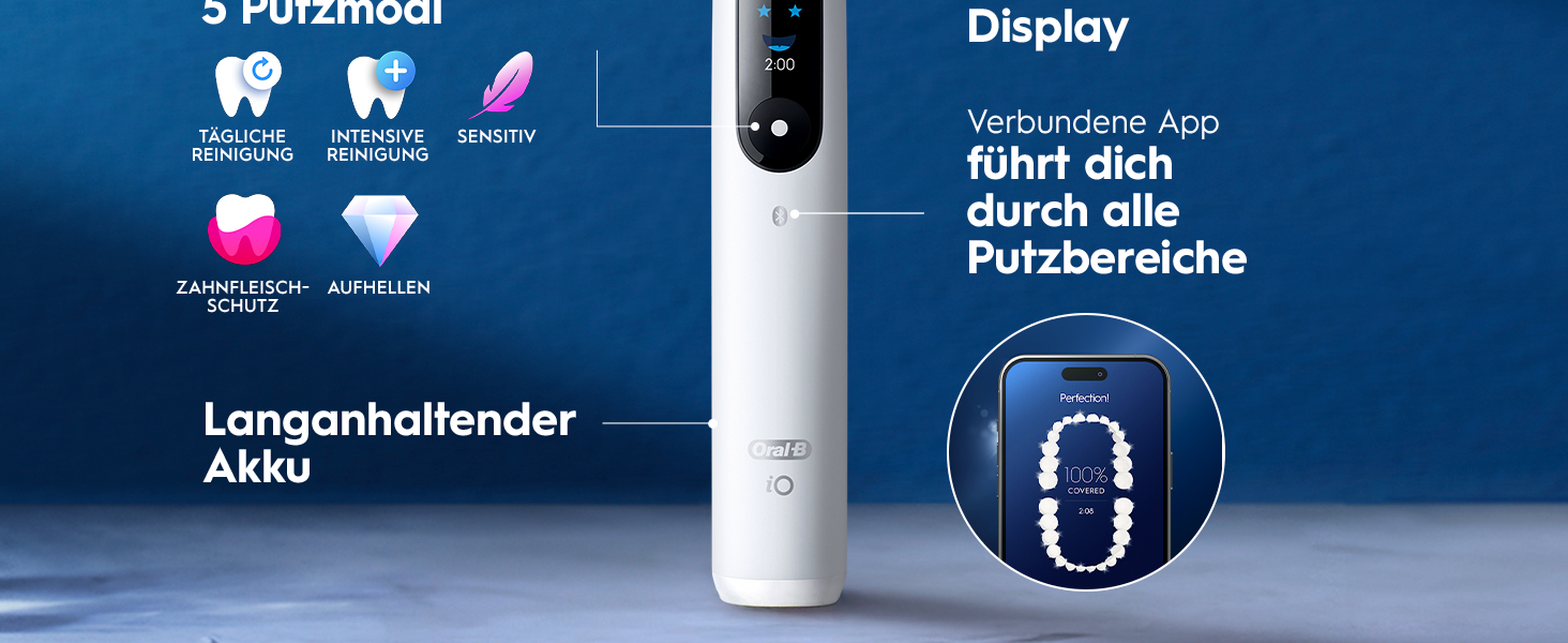 Електрична зубна щітка Oral-B iO Series 6 Grey Opal, 5 режимів чищення, набір з 3 насадок для делікатного очищення та дорожнім футляром
