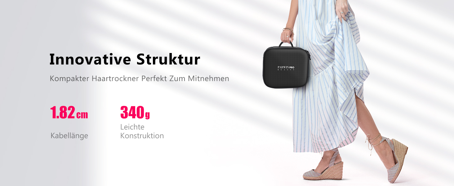 Професійний іонний фен для волосся PARWIN PRO BEAUTY з безщітковим двигуном 110,000 RPM, магнітним дифузором та LCD-дисплеєм, низький рівень шуму, колір Rose/Graphitschwarz