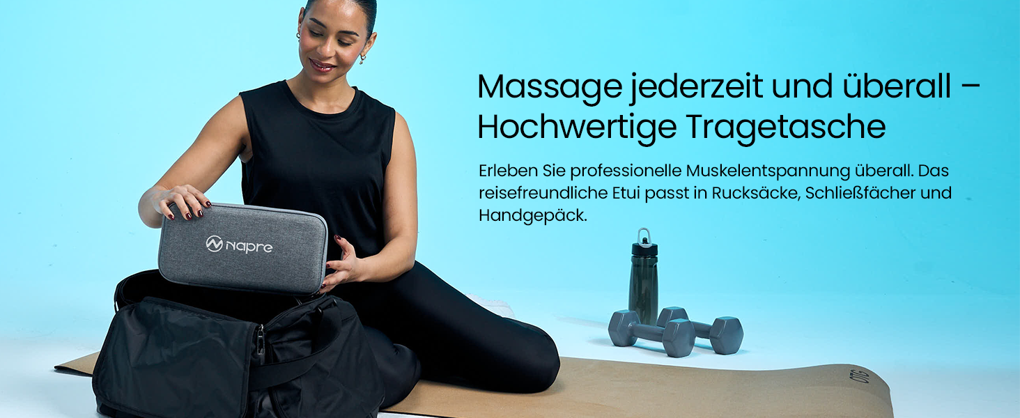 Перкусійний масажер Napre Massage Gun з подовжувачем та 3 кутами нахилу для спини, шиї та плечей, чорний