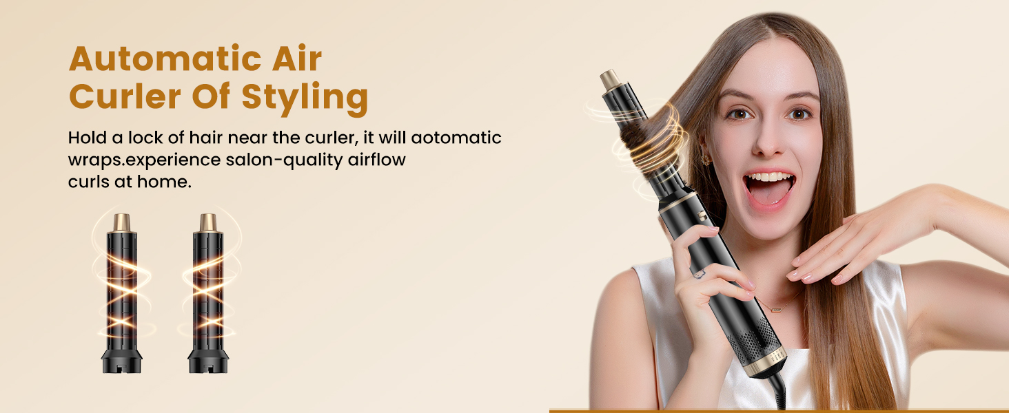 Стайлер для волосся 5 в 1 UKLISS Airstyler Pro: багатофункціональний набір для сушіння та укладки (фен, брашинг, гофре, вирівнювач), 1000 Вт, чорний