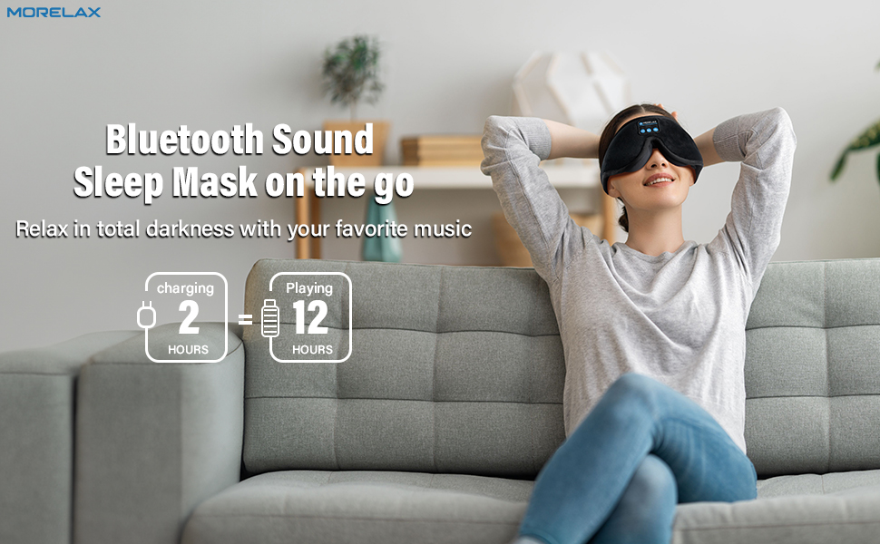 Маска для сну з Bluetooth-навушниками 3D, бездротова м'яка пов'язка на очі для сну на боці та спині, чорна