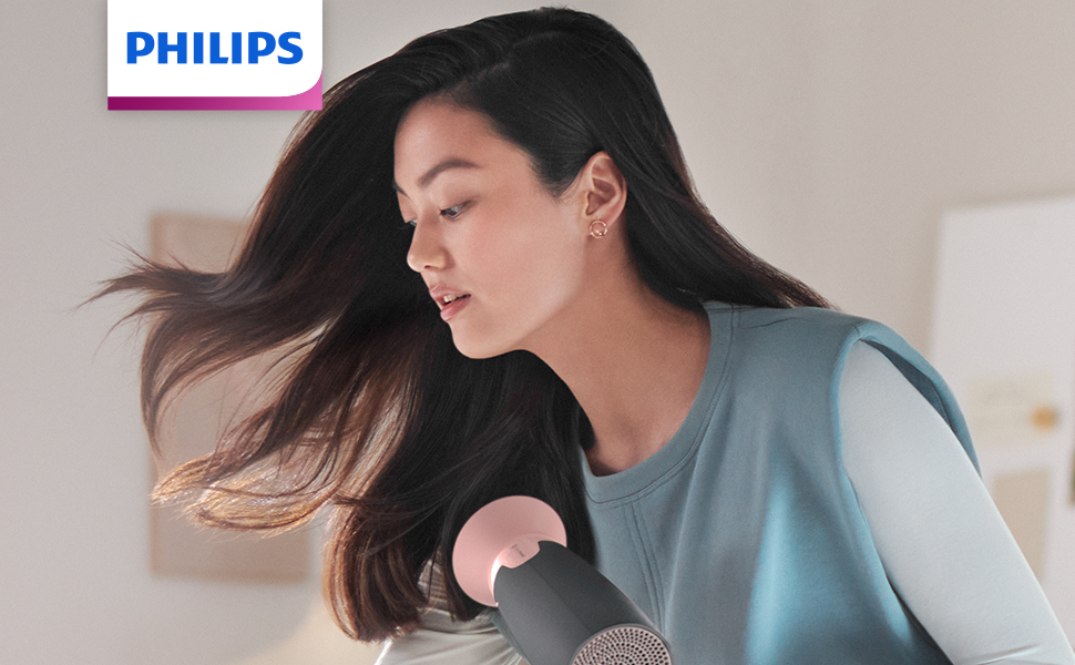 Фен для волосся Philips Series 3000 BHD350/10 з функцією іонізації та ThermoProtect, 2100 Вт, 6 режимів температури та швидкості, чорний