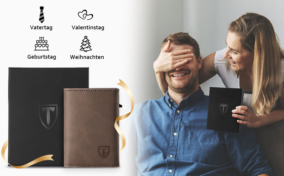 Чоловічий гаманець з RFID-захистом та Pop-up картницею, портмоне з магнітним замком, відділенням для монет та купюр, коричневий