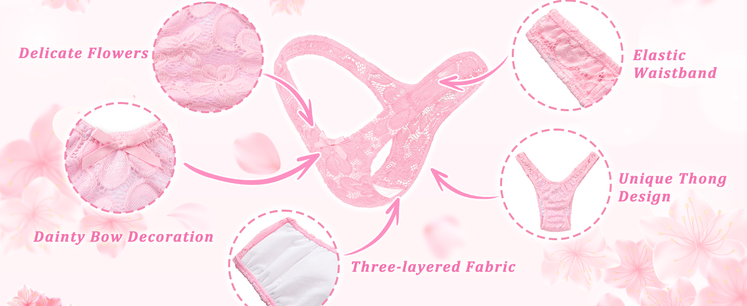 Танга LittleForBig Uniex Hipter lip Meh Blume для трансгендерів (Рожевий, 4XL)