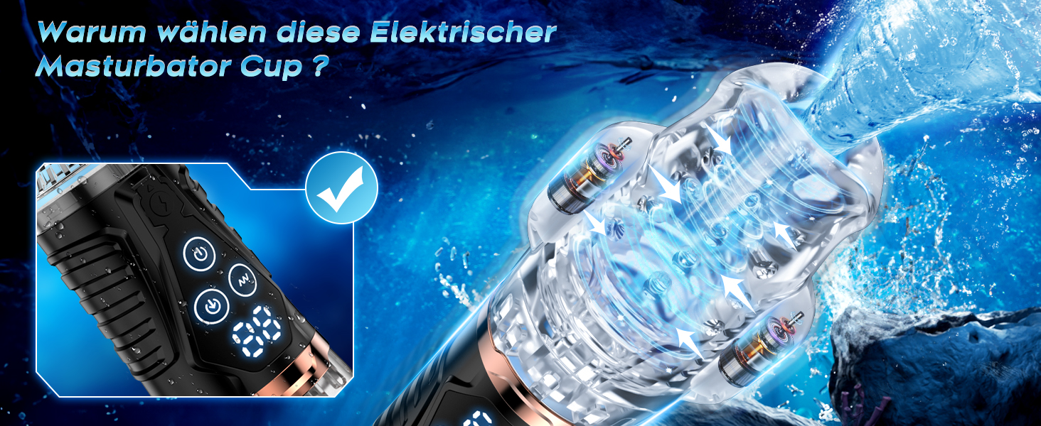 Електричний мастурбатор для чоловіків з 9 вібраційними режимами та 9 режимами вакуумної стимуляції, золотий. Іграшка для дорослих, соло-іграшка для чоловіків.