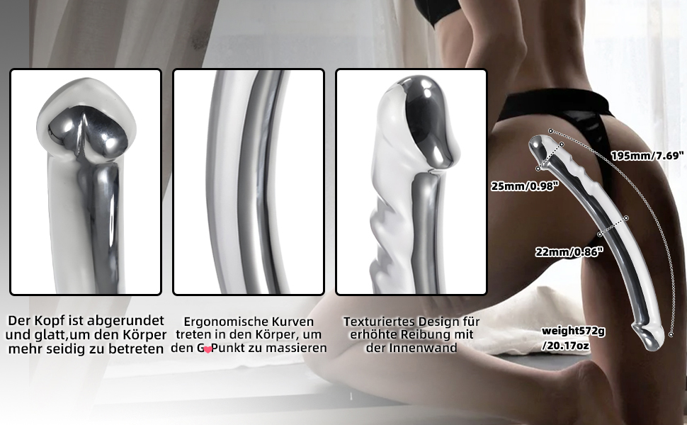 Анальний масажер для жінок Amazbee G-Spot, металевий дилда з двома головками для масажу, іграшки для пар, для чоловічої простати