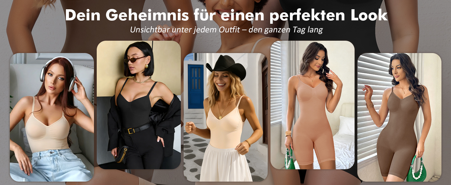 Коригуючий боді для жінок Werena Shapewear — безшовний утягуючий одяг для живота та стегон, формуючий боді-шорти з регульованими бретелями, чорний, розмір L