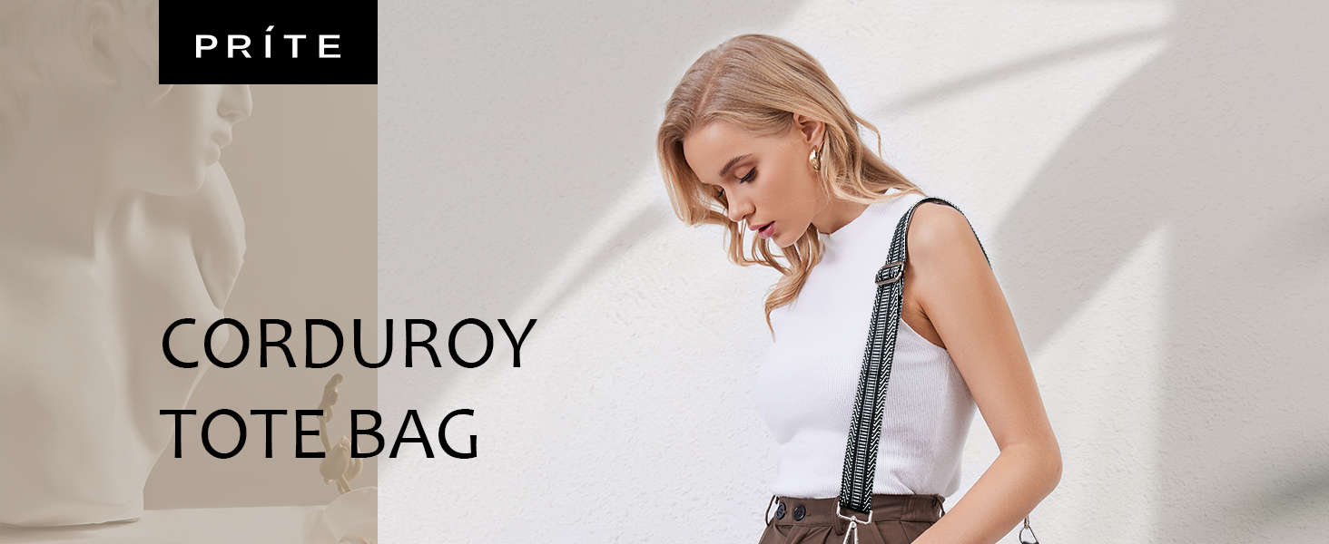 Жіноча сумка-шопер Prite великого розміру з вельвету, сумка Tote Bag з регульованим плечовим ременем для навчання, роботи, подорожей та покупок (Зелена)