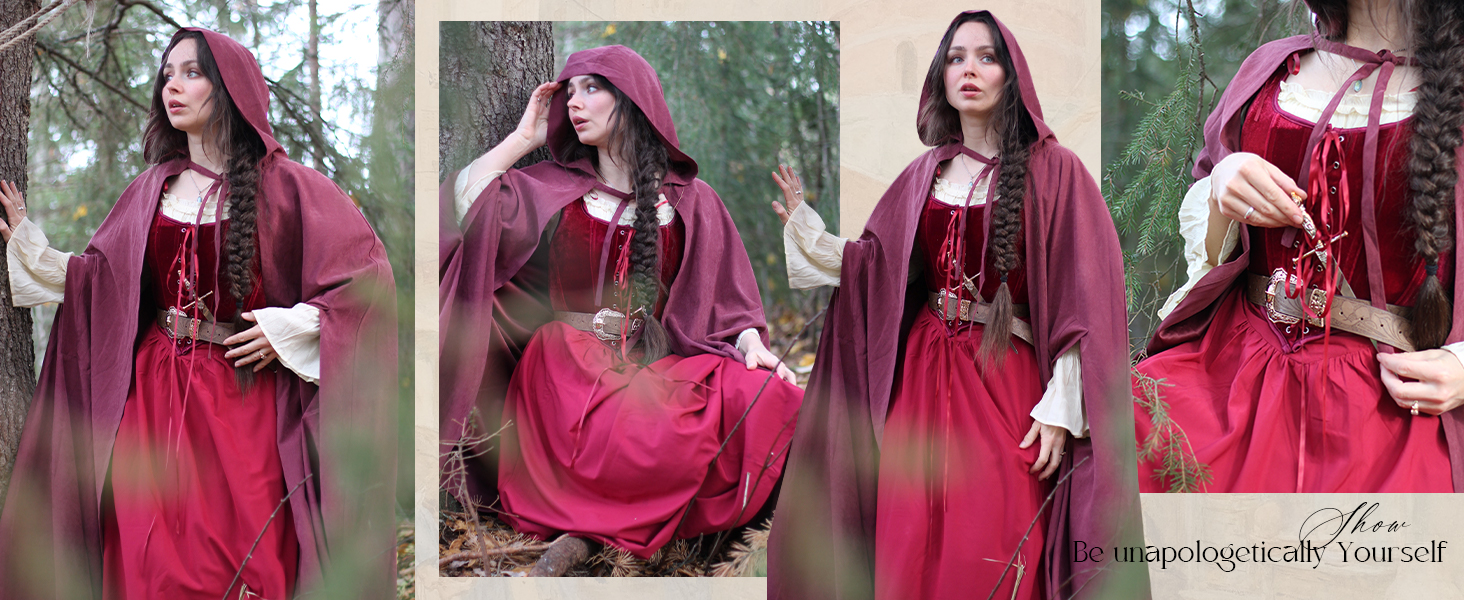 Кросет SCARLET DARKNESS у стилі Ренесанс з мереживом та шнурівкою, вечірній бюстєль з оксамиту, червоне, 44