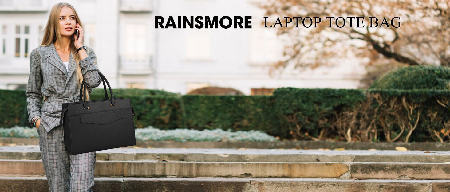 Жіноча сумка-шопер 2 в 1 RAINSMORE для ноутбука 15.6 дюймів, водонепроникна сумка через плече з екошкіри для роботи, офісу та навчання, зелена