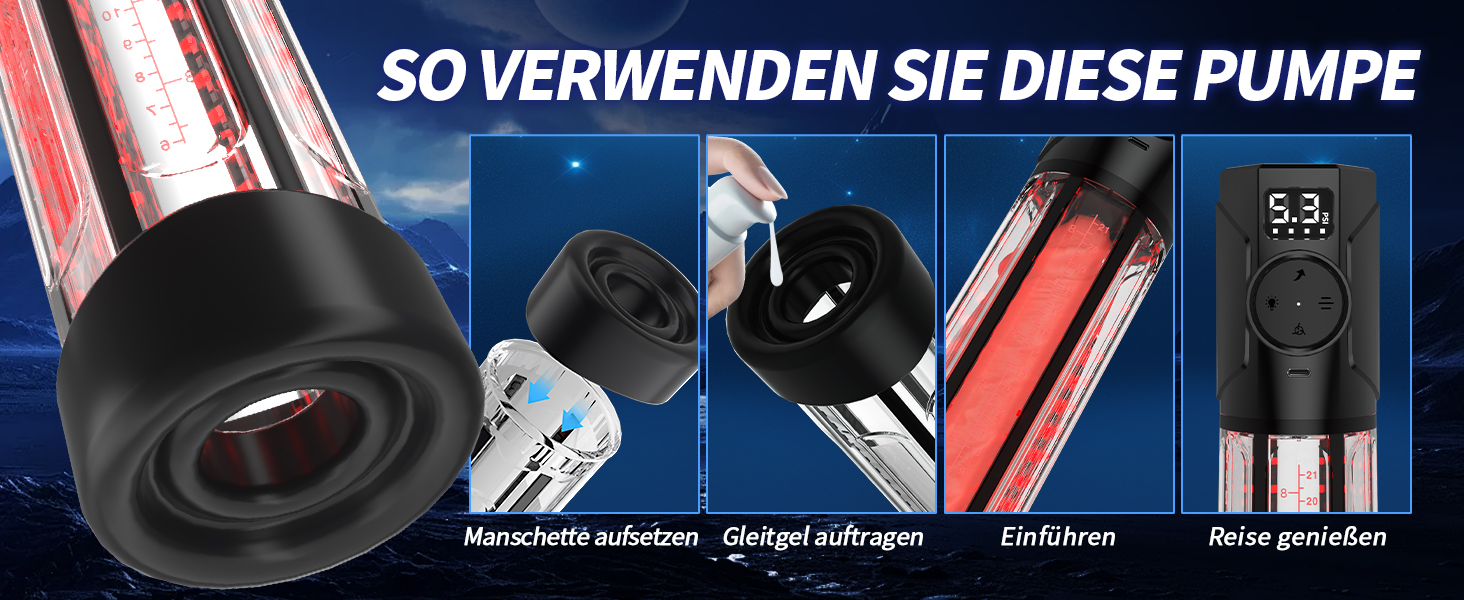 Електрична вакуумна помпа для збільшення пеніса з LED-червоною терапією, смарт-індикатором тиску, 3 рівні всмоктування та ручним режимом, вологостійка іграшка для чоловіків