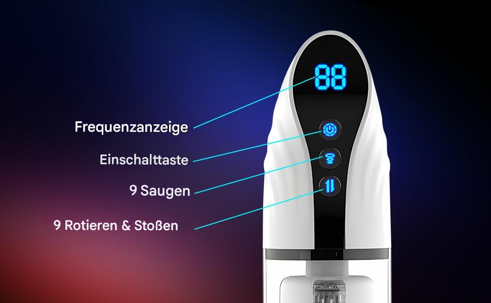 Масажер для чоловіків 2-в-1 з помпою для збільшення, 9 режимів, LCD-дисплей, автоматичний