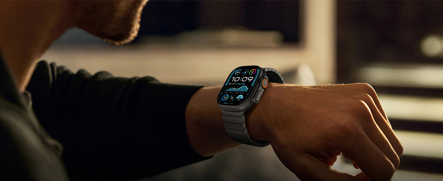 Металевий ремінець CHANCHY для Apple Watch Ultra 3/2/1, Series 11/10/9/8/7/6/5/4/3/2/1, SE — сталевий браслет-заміна (42, 44, 45, 46, 49 мм), титановий колір