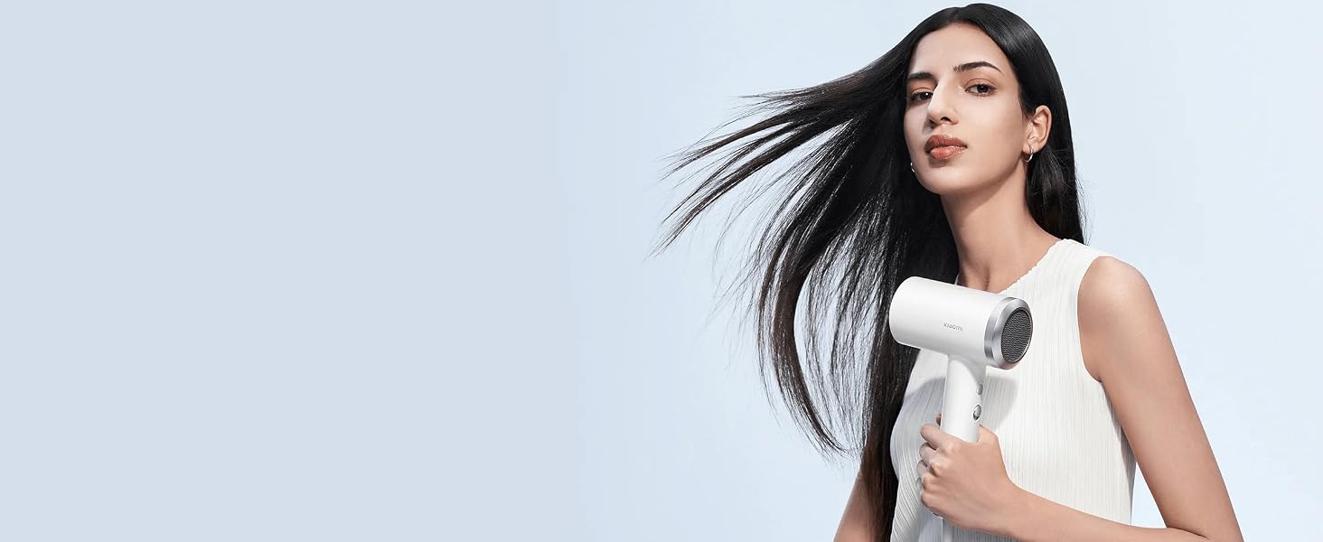 Високошвидкісний іонний фен Xiaomi з двигуном 110 000 об/хв, швидкість потоку 62 м/с, кілька режимів температури та функція холодного обдуву, компактний, з насадкою для стайлінгу