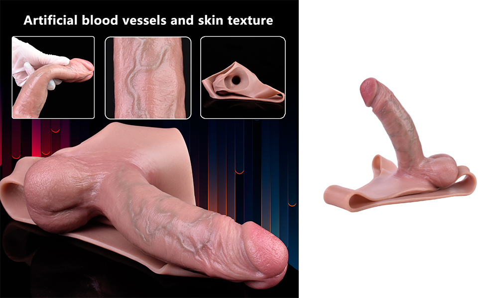 Секс-іграшка Axcroo: Реалістичний ременний пеніс з об'ємними яєчками та імітацією вен. Іграшка для чоловіків та пар.