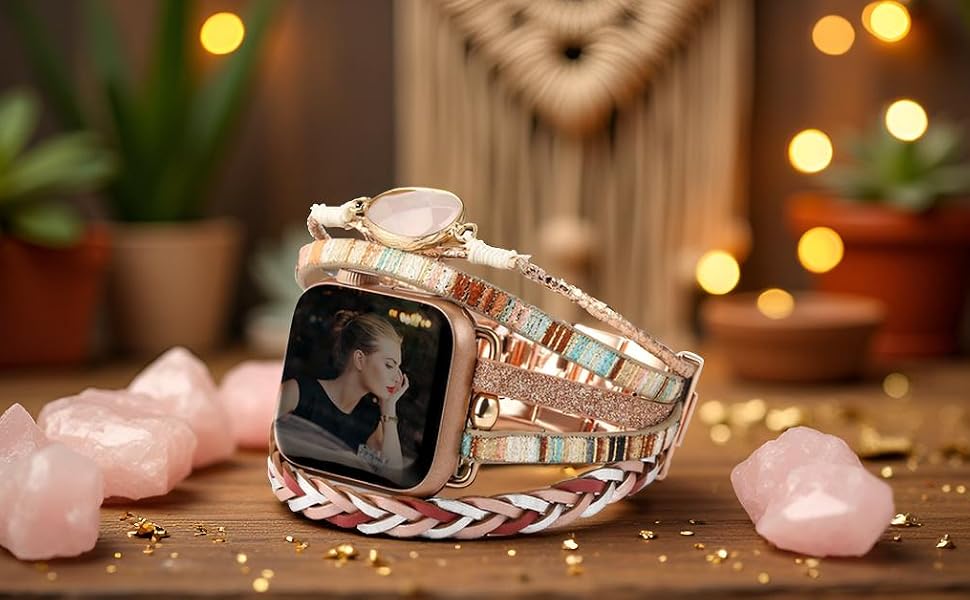 Шкіряний браслет Boho для Apple Watch — багатошаровий ремінець для iWatch Series 11 10 9 8 7 6 5 4 3 2 1 SE Ultra 1 2 3, чорний, 42/44/45/46/49мм