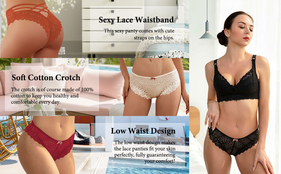 Сет трусиків Shaine 5шт. Танга з мережива для жінок. Зручні, дихаючі, сексуальні трусики-сліпи. Розміри S-XL