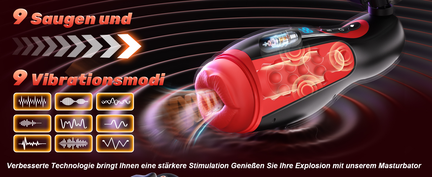 Електричний вібратор для чоловіків 6-в-1 з функцією тримача для телефону, реалістичною ротовою порожниною та керуванням через додаток