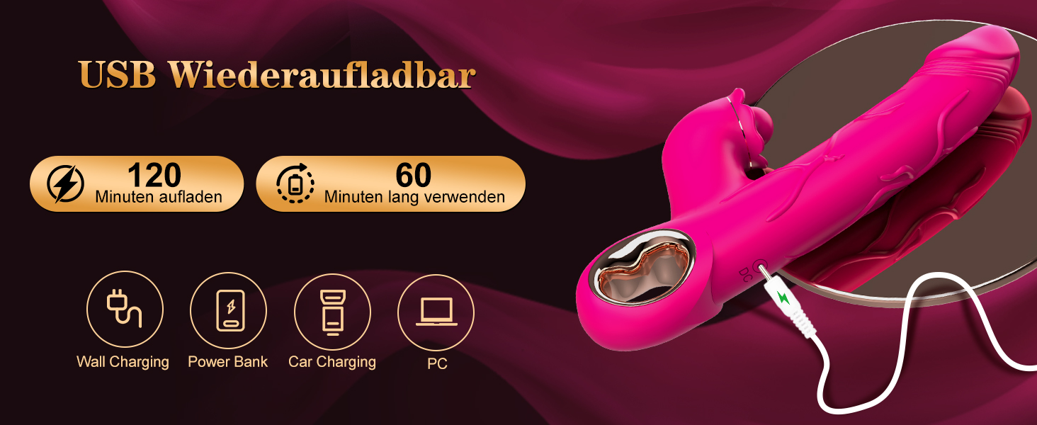 Вібратор для жінок Rabbit з кліторальною стимуляцією, Dildo, стимулятор G-точки, 10 вібраційних режимів, анальний вібратор, іграшка для дорослих, для пар (рожевий)