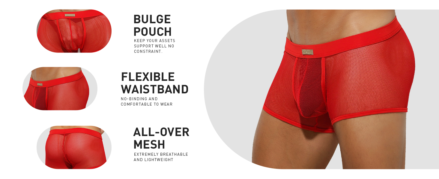 Боксер чоловічий Casey Herren, прозорий, сітка, низька талія, ретро, 6 шт.