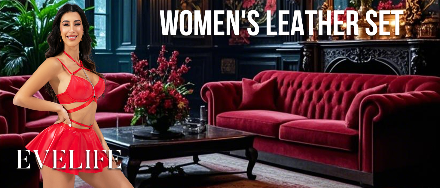 Костюм Evelife Daen: Сукня з еластичної шкіри, бюстгальтер Push Up, сет для вечірок та клубів (Рожевий, M)