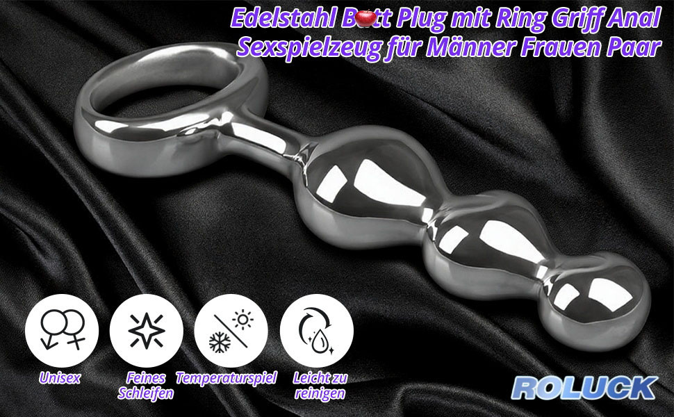 Анальний плагін Roluck з нержавіючої сталі, масажер простати та стимуляції G-точки, іграшки для дорослих для чоловіків та жінок